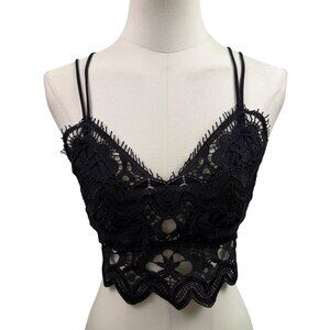 Anthropologie Womens Black Lace Crochet Bralette Top Size M